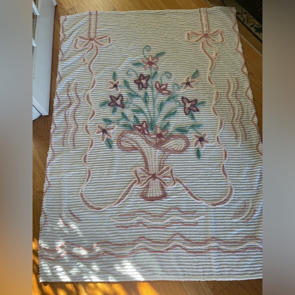 Vintage Cotton Chenille Throw-One of a Kind